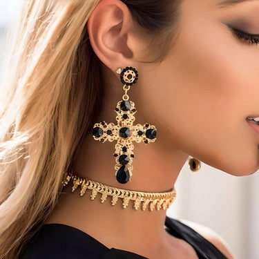 Vintage Black Pink Crystal Cross Drop Earrings For Women Baroque Bohemian Large Long Earrings Jewelry, Earrings, United States, Gender_Women, Cross Earrings, Large Cross Earrings, Canada, Australia, New Zealand, United Kingdom, Black, Gold, Pink, Blue, Red, Green, Dark Blue, shopdrestiny.com